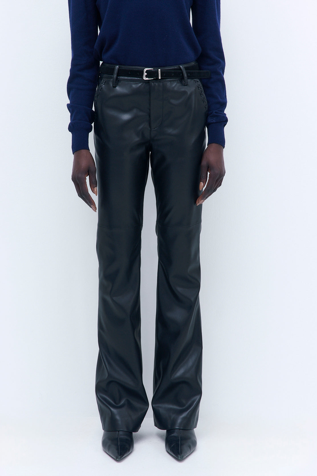 Stitch Detail Vegan Leather Pants