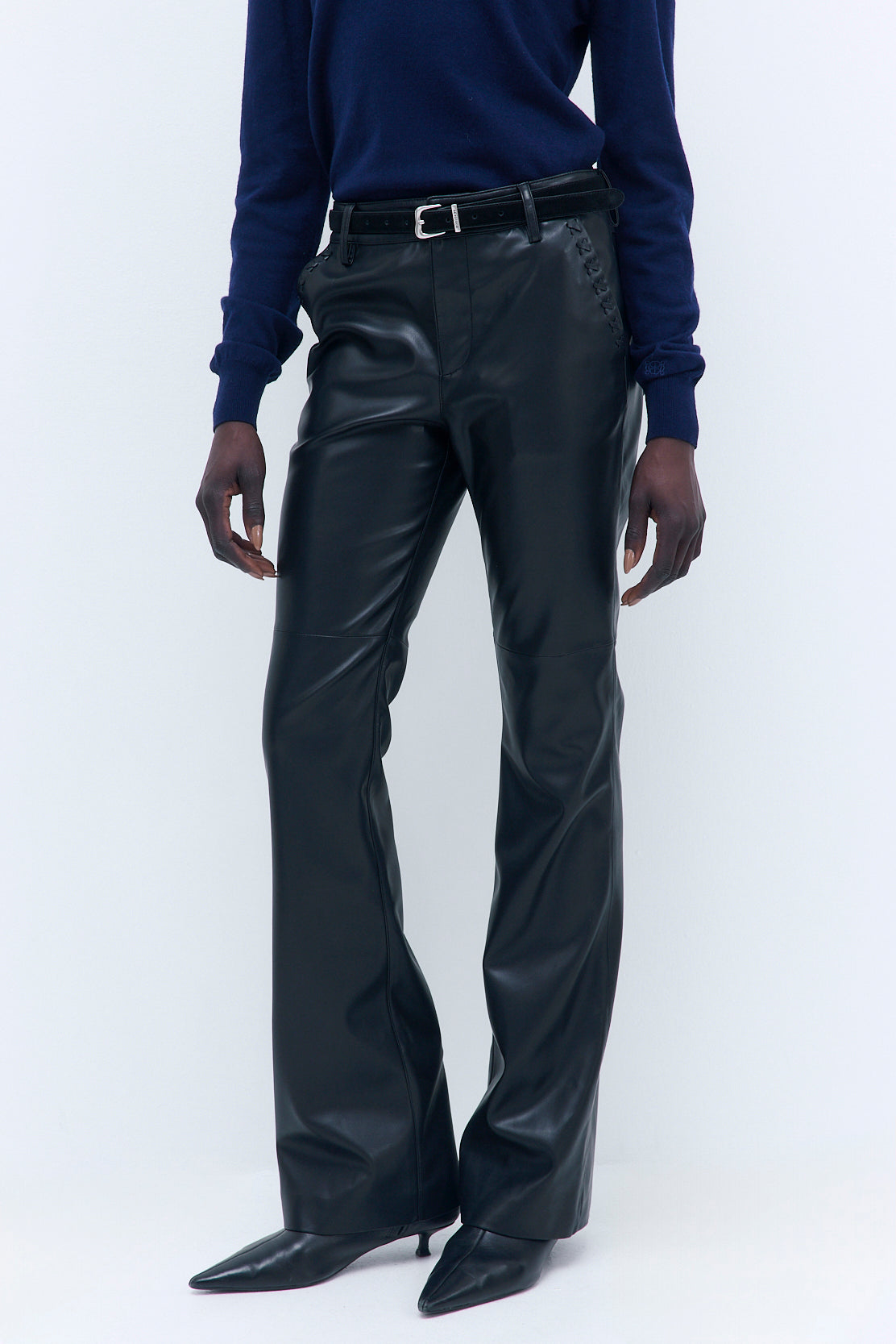 Stitch Detail Vegan Leather Pants