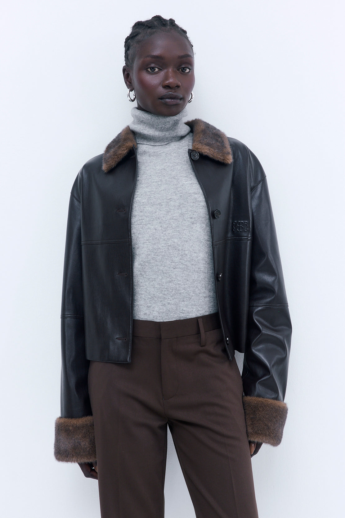 Vegan Leather Faux Fur Jacket