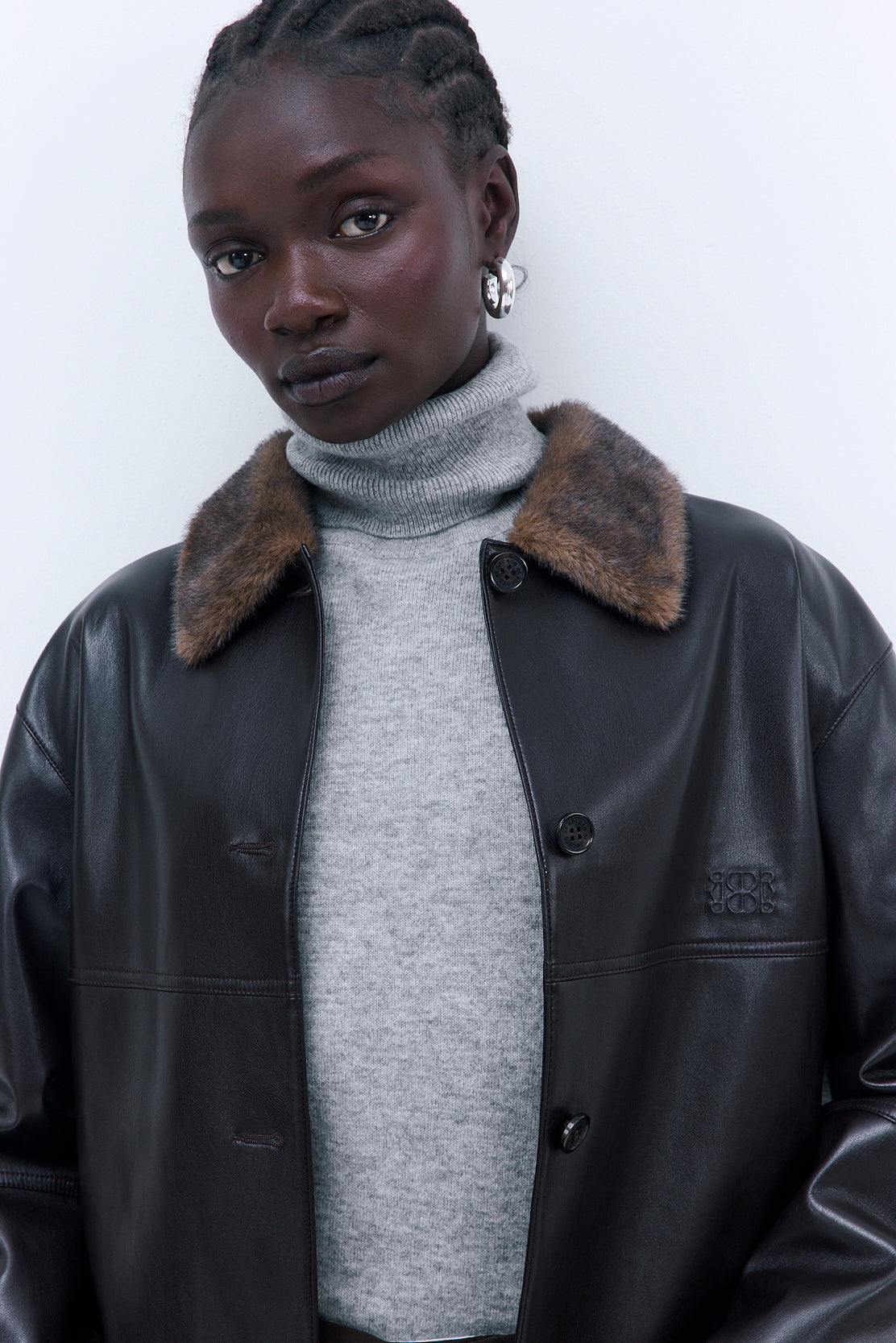 Vegan Leather Faux Fur Jacket