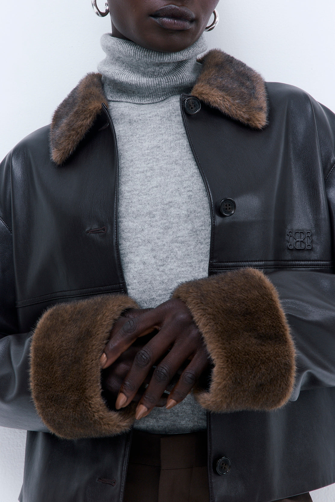 Vegan Leather Faux Fur Jacket