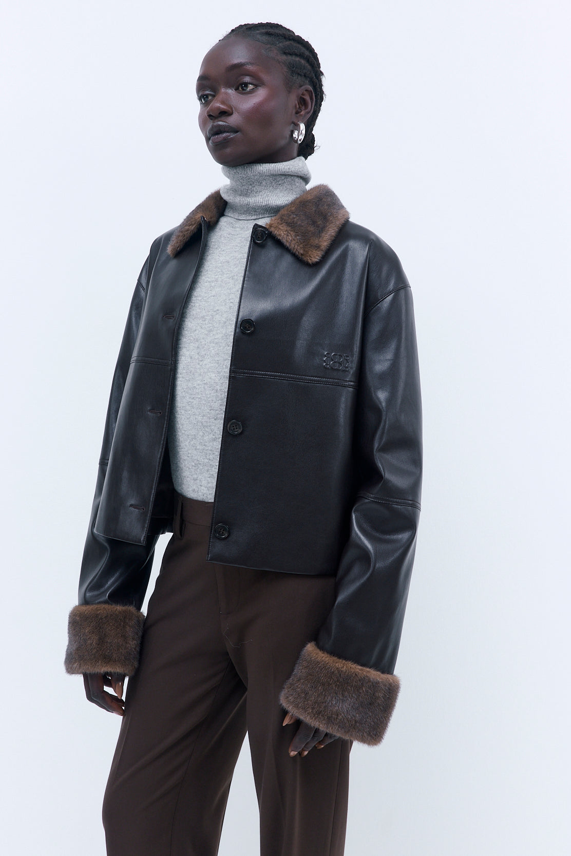 Vegan Leather Faux Fur Jacket