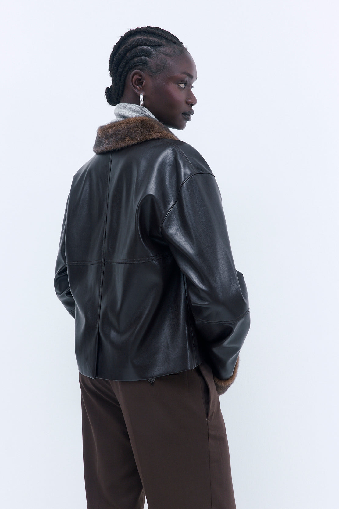 Vegan Leather Faux Fur Jacket