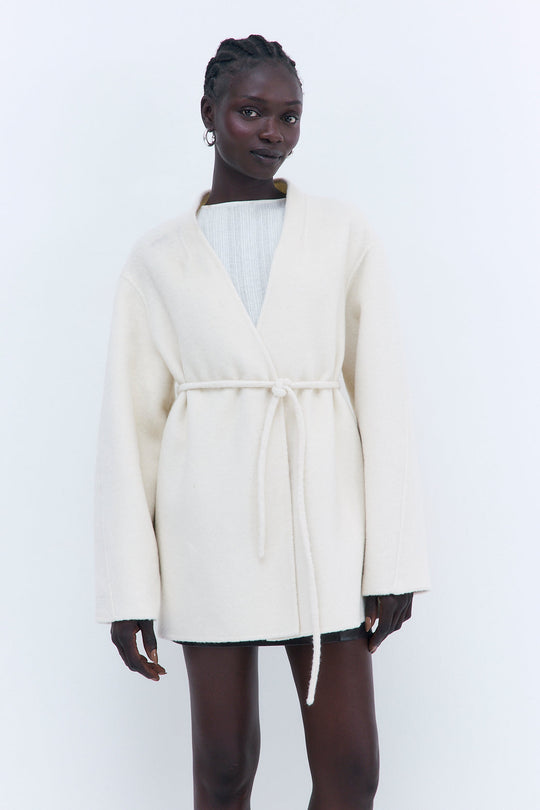 Double Wool Wrap Coat