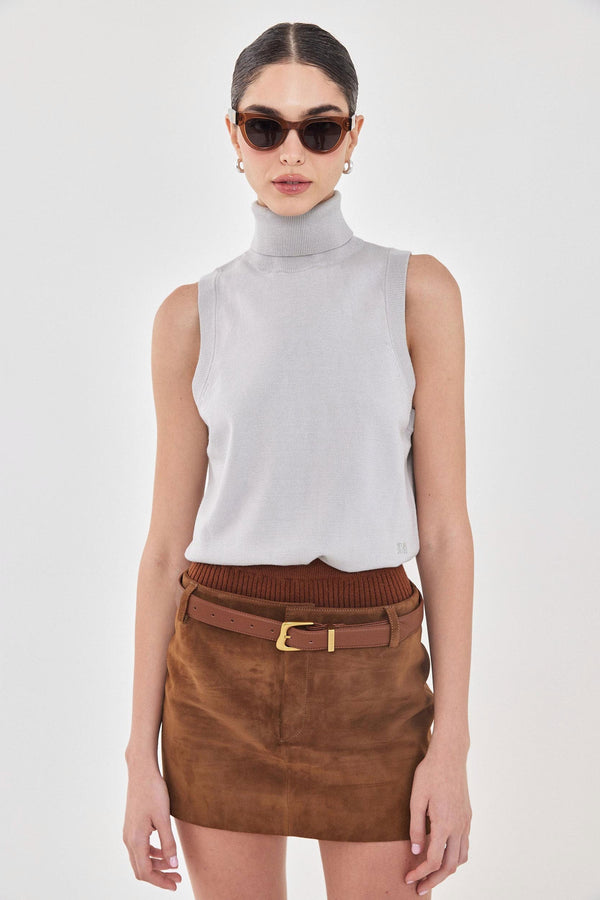 Sleeveless Knit Turtleneck Top