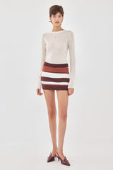 Knitted Striped Mini Skirt