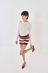 Knitted Striped Mini Skirt