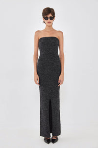 Fuzzy Strapless Maxi Dress - Dark Grey - D Rococo Fuzzy Strapless Maxi Dress - Dark Grey - D Rococo