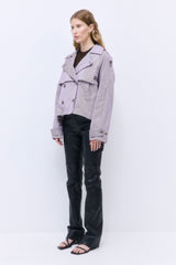 Striped Drill Double Breasted Trench Coat