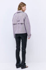 Striped Drill Double Breasted Trench Coat