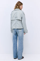 Striped Drill Double Breasted Trench Coat