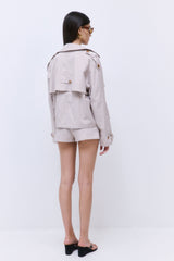 Striped Drill Double Breasted Trench Coat