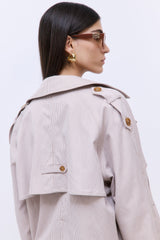 Striped Drill Double Breasted Trench Coat