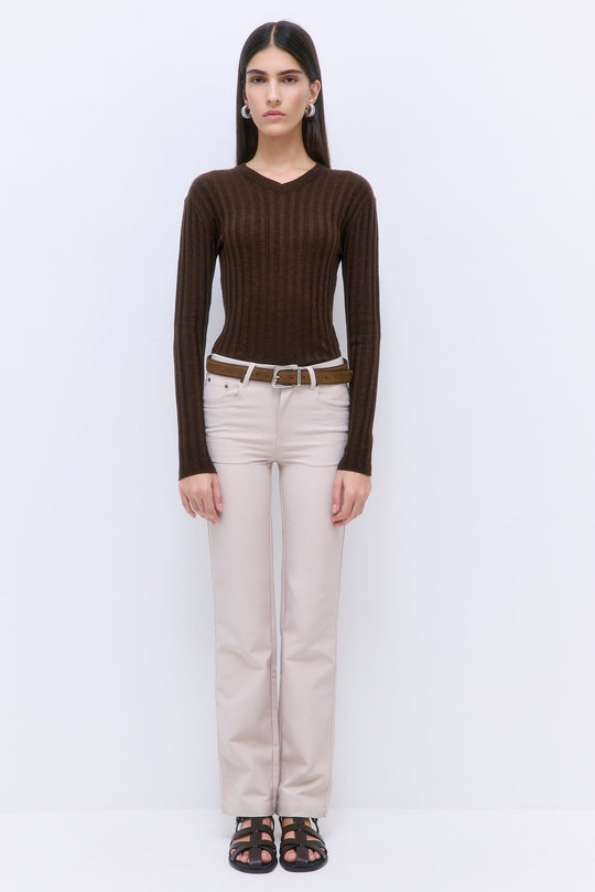 Soft Ribbed V Neck