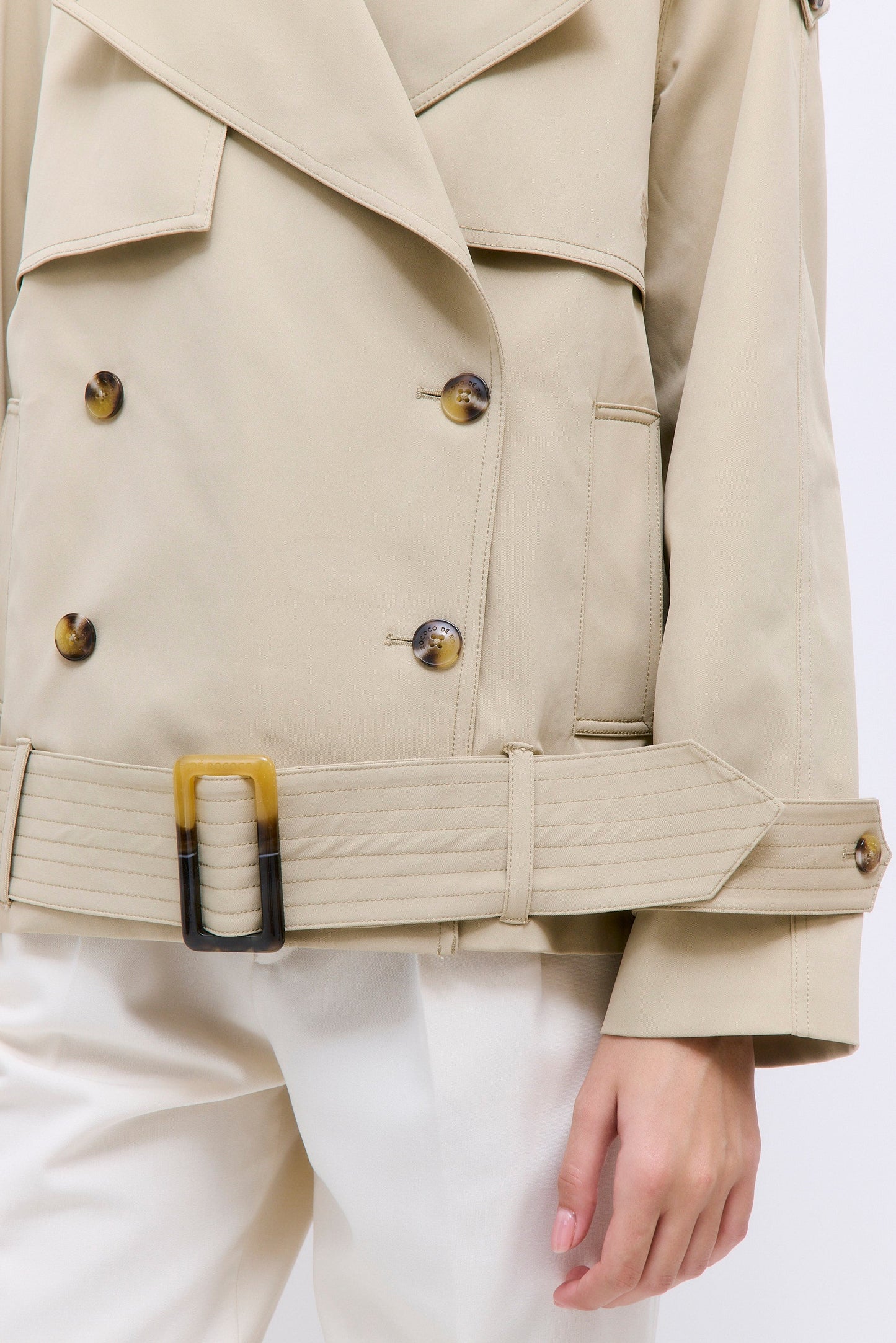 Oversized Cropped Double Breasted Trench Coat