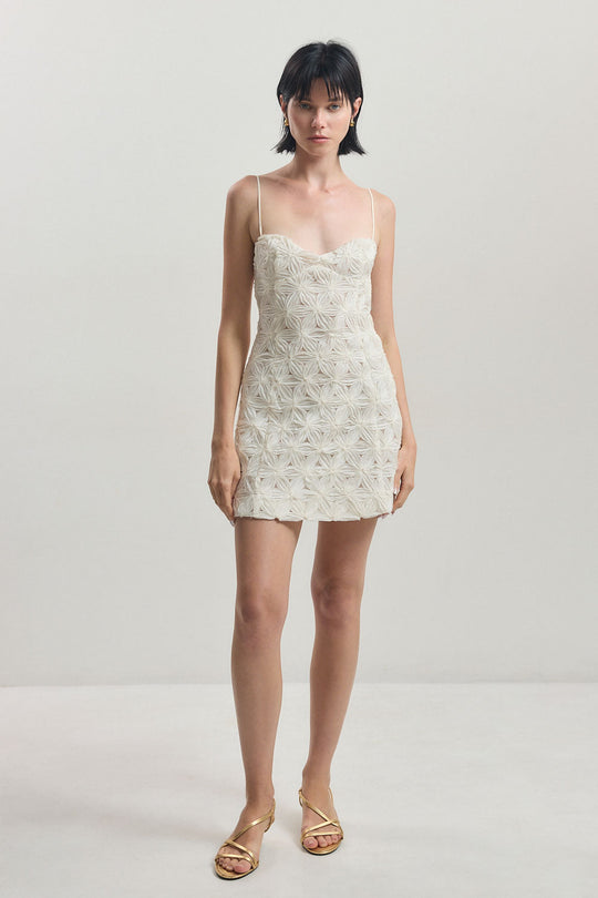Embossed Floral Corset Mini Dress