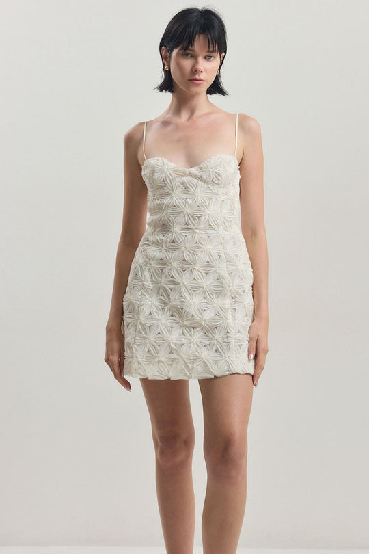 Embossed Floral Corset Mini Dress
