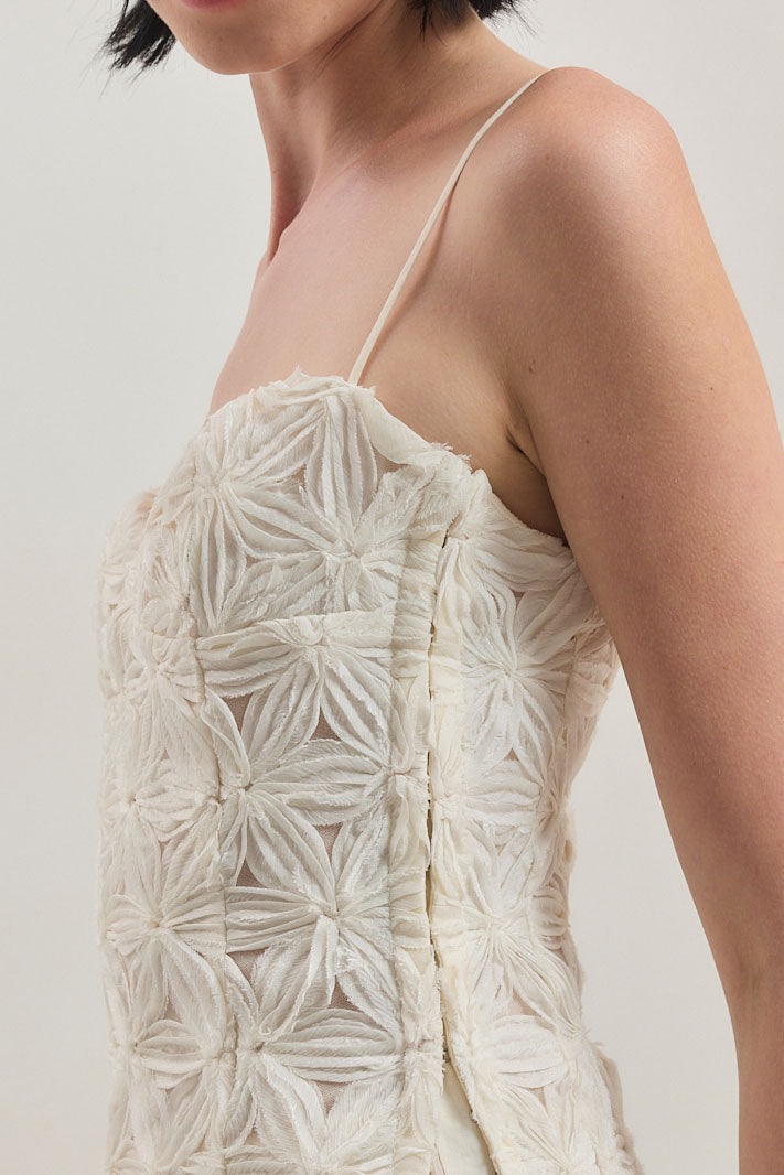 Embossed Floral Corset Mini Dress