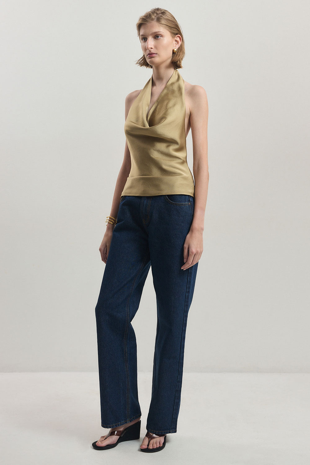 Twill Draped Halter Top