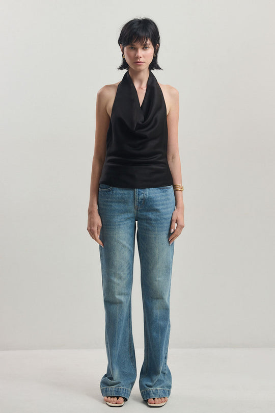 Twill Draped Halter Top