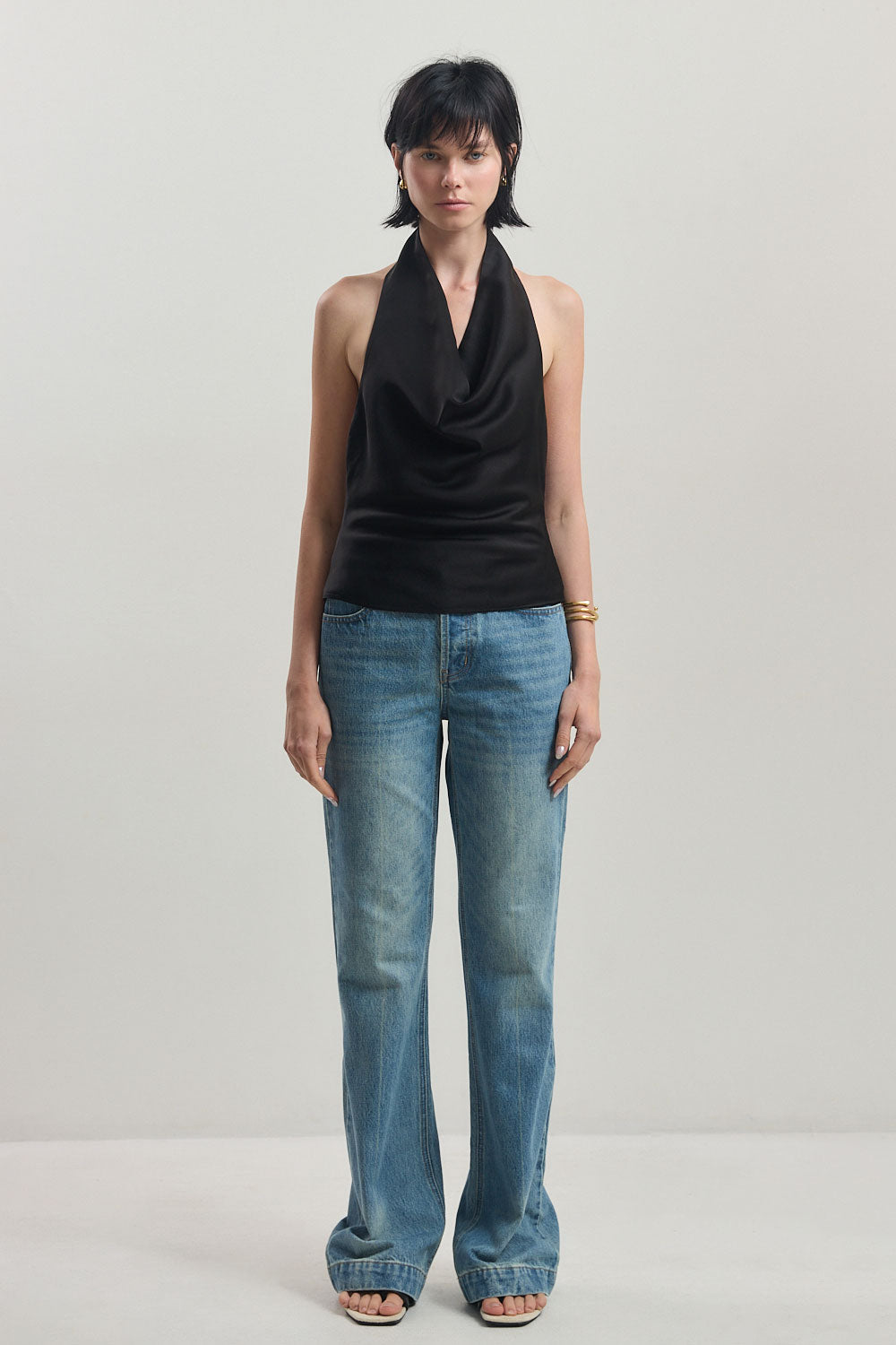 Twill Draped Halter Top