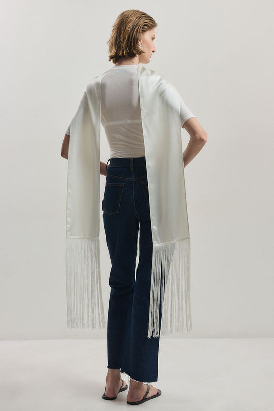 Skinny Satin Fringe Scarf
