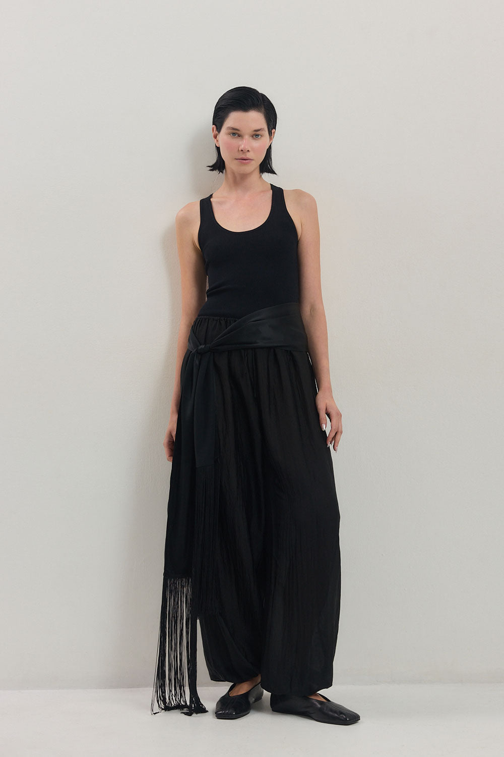 Skinny Satin Fringe Scarf