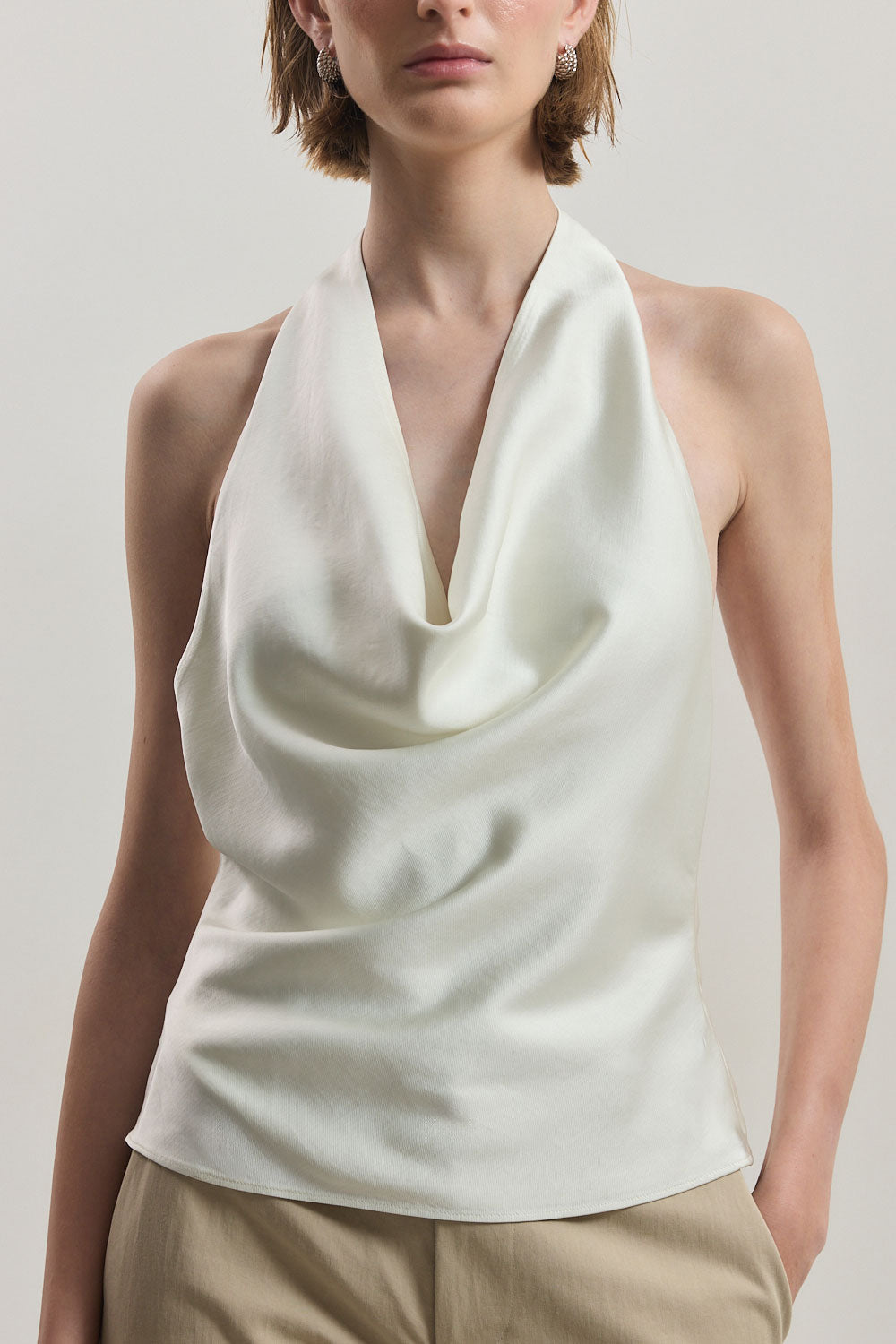 Twill Draped Halter Top