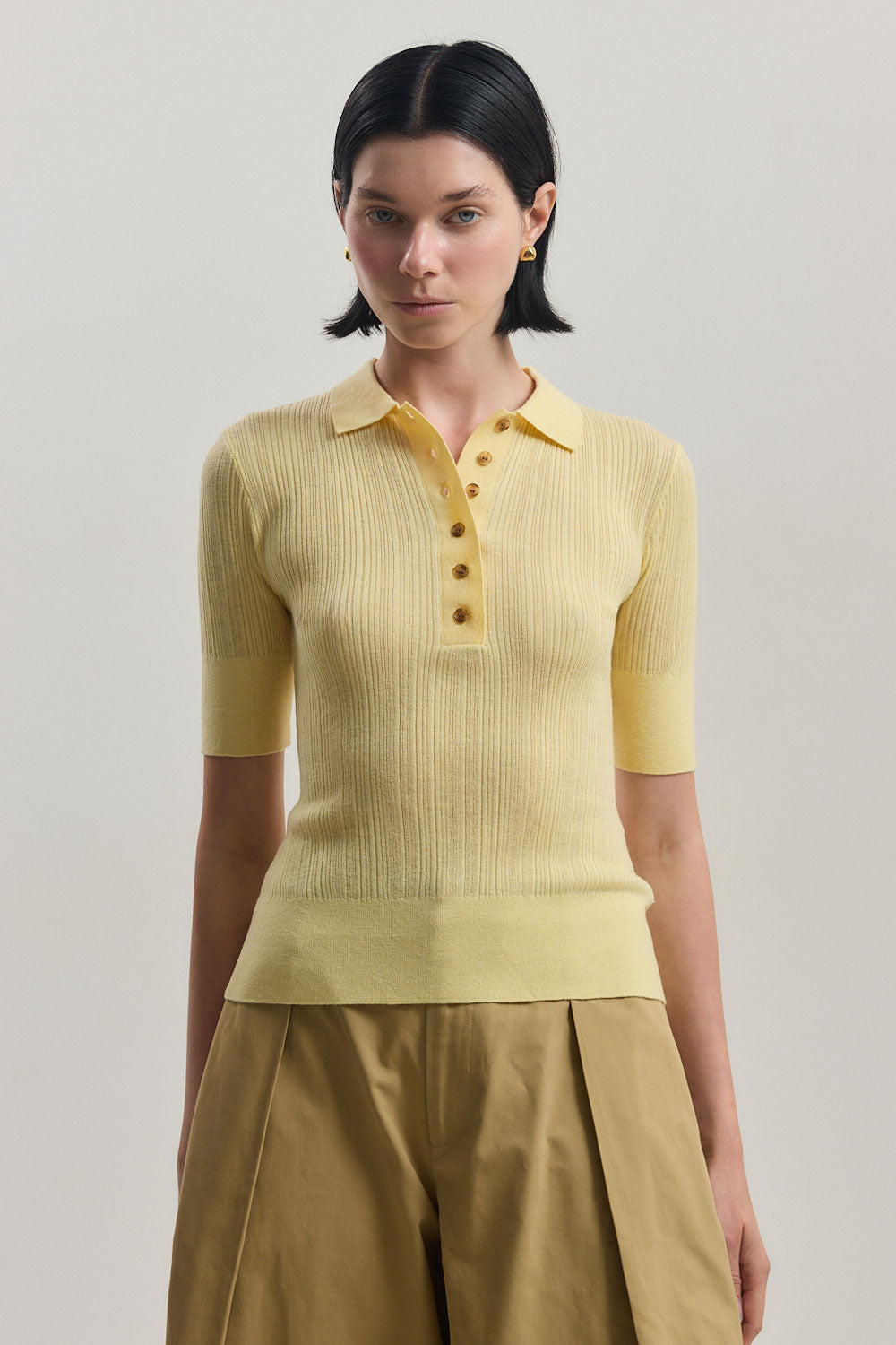 Mid Sleeve Polo Top