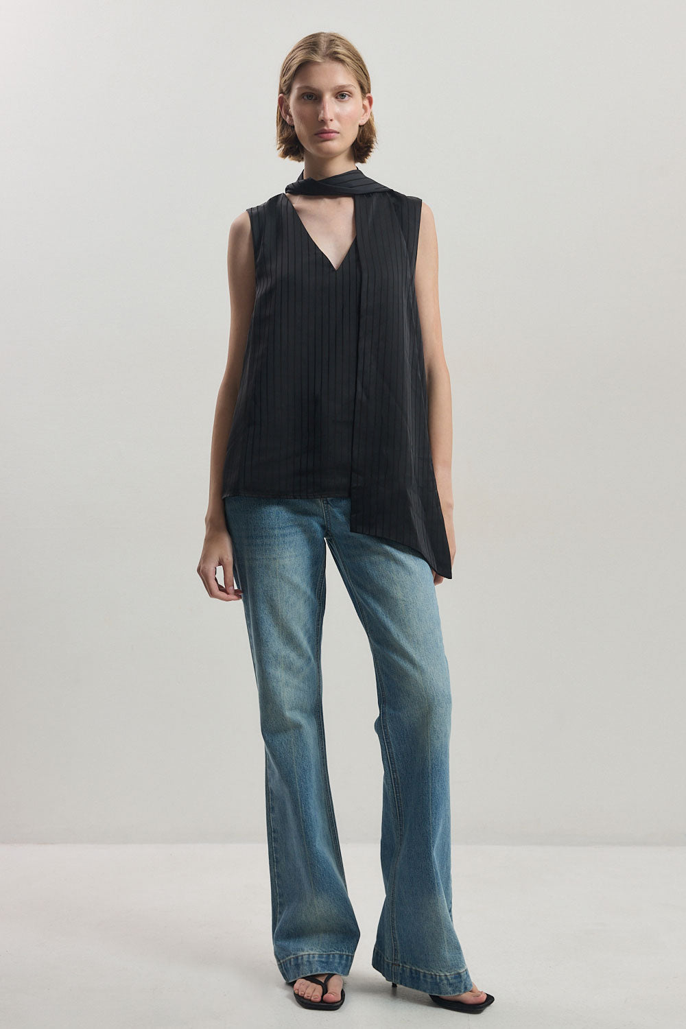 V Neck Scarf Top