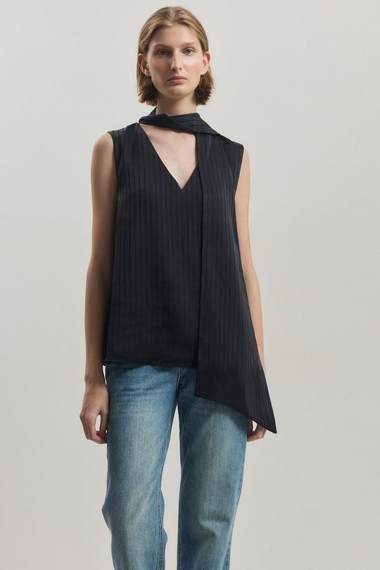 V Neck Scarf Top