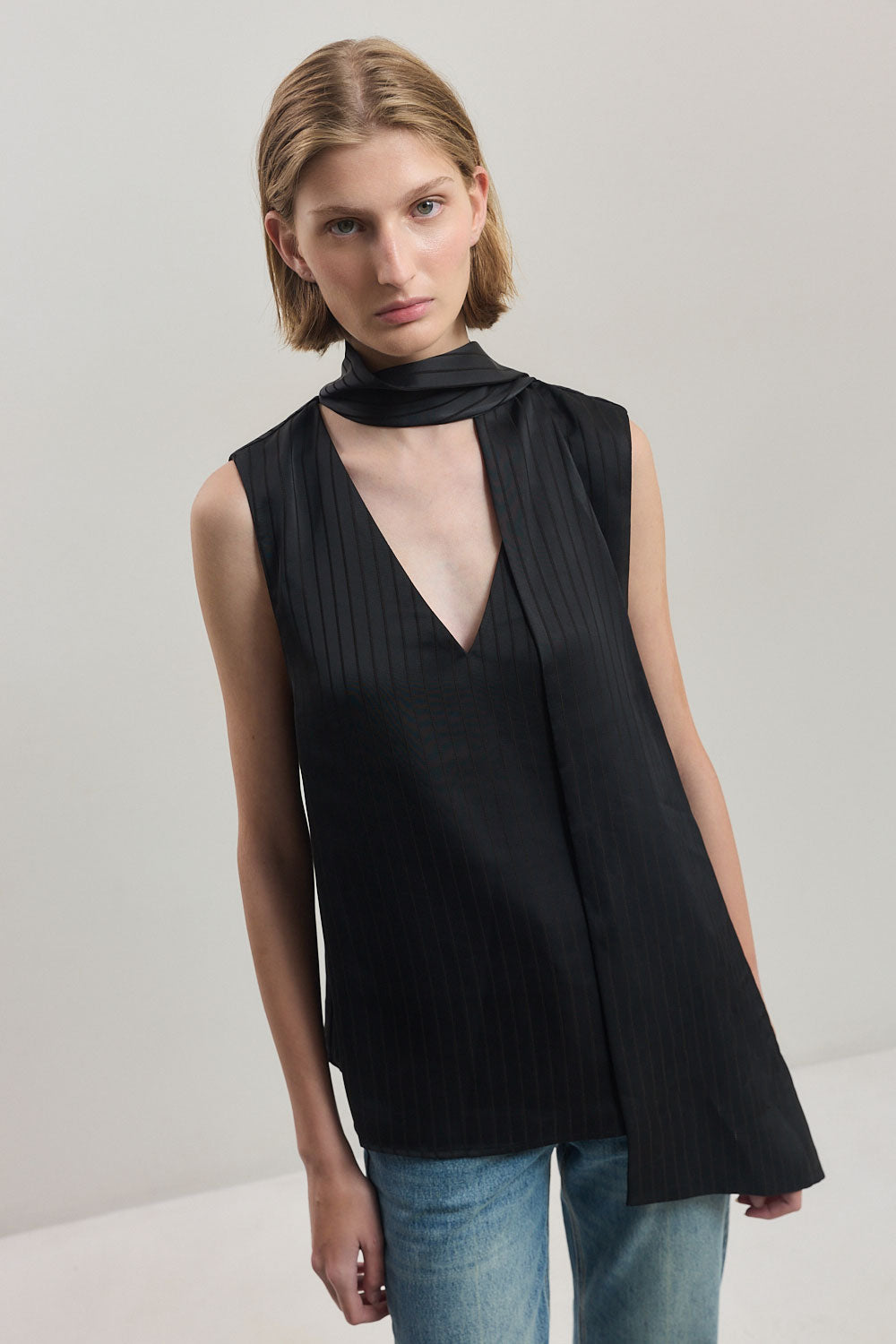 V Neck Scarf Top