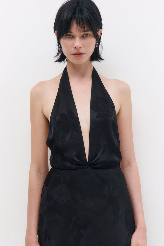 Satin Halter Maxi Dress
