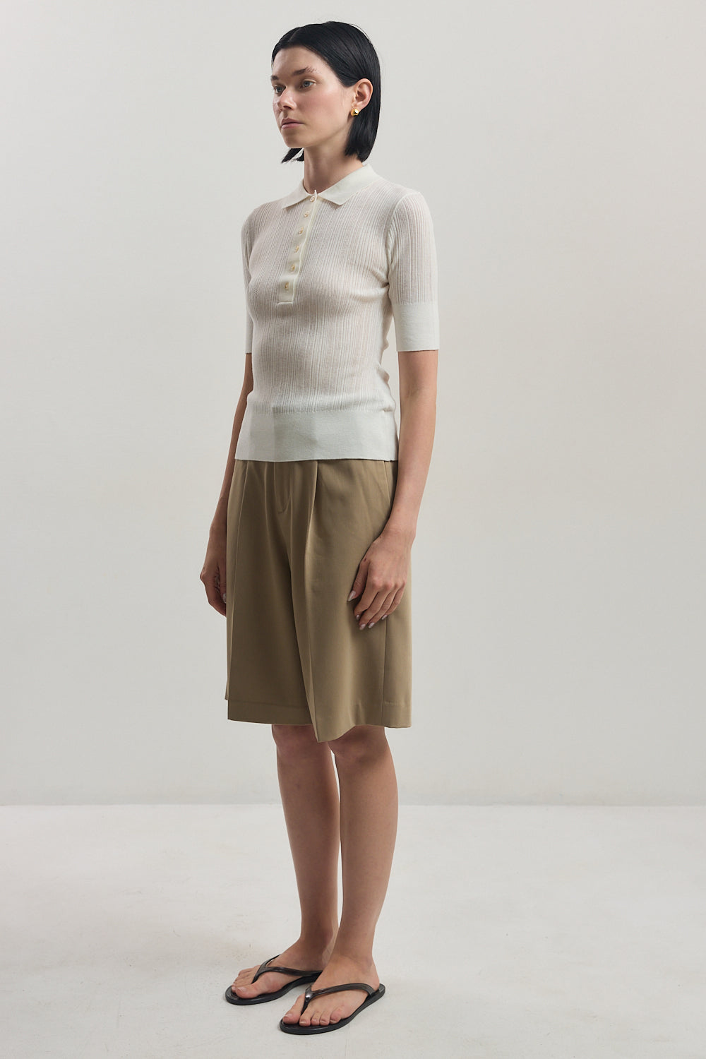 Mid Sleeve Polo Top