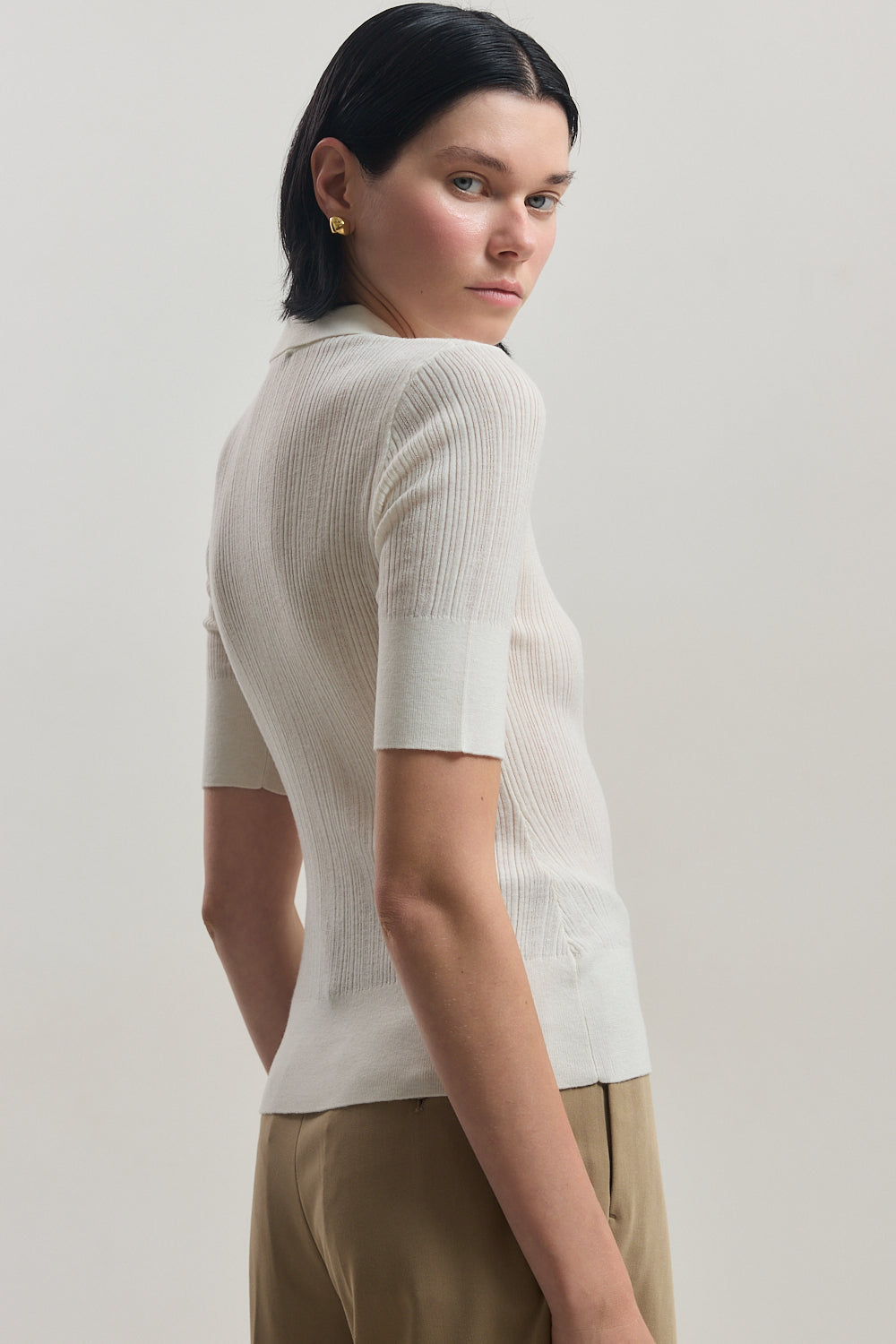 Mid Sleeve Polo Top