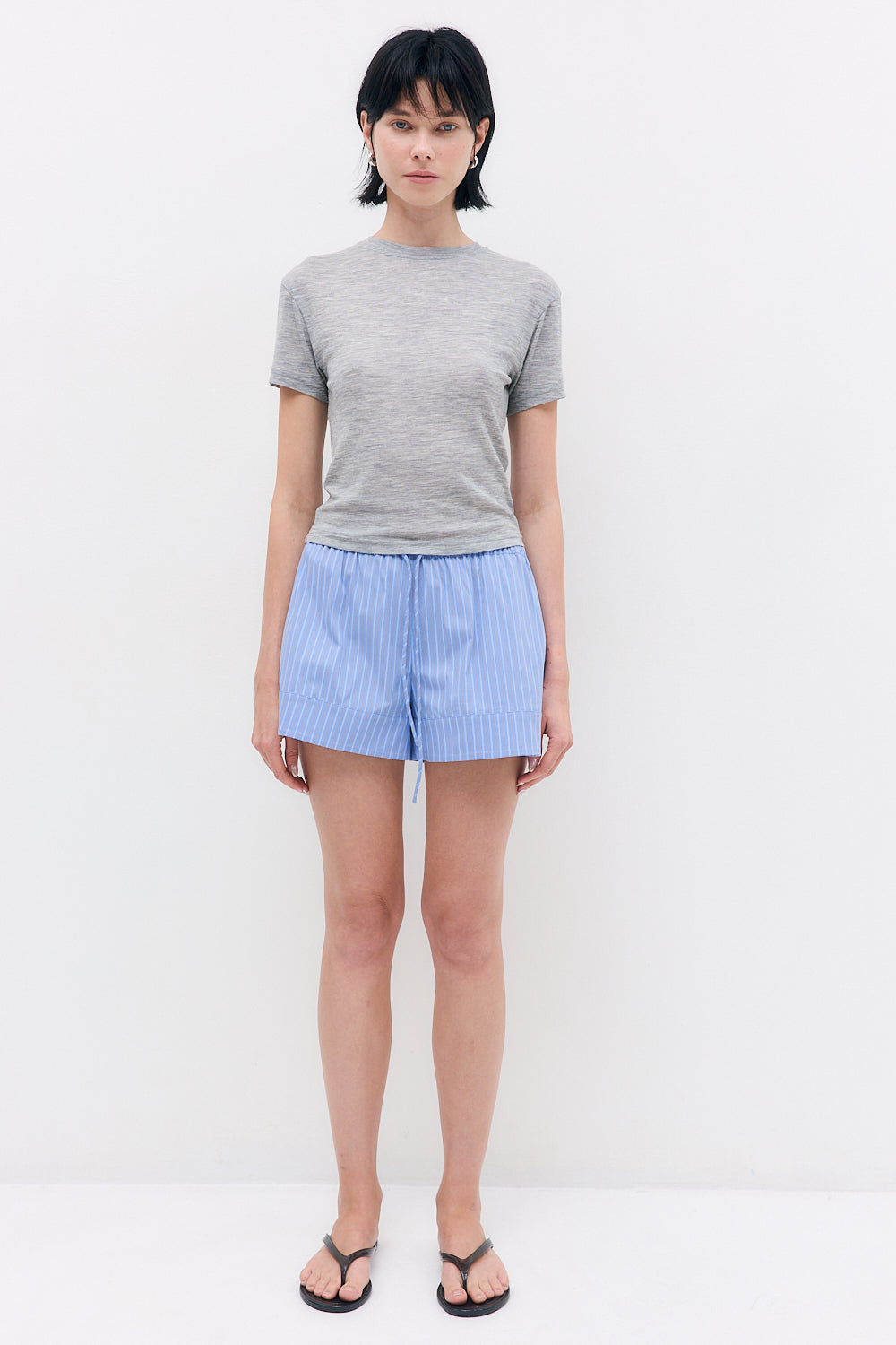 Mid Rise Poplin Shorts