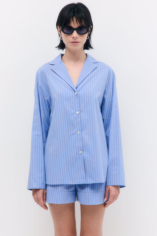 Open Collar Poplin Shirt