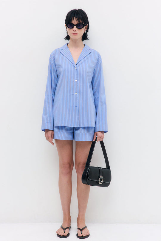 Open Collar Poplin Shirt