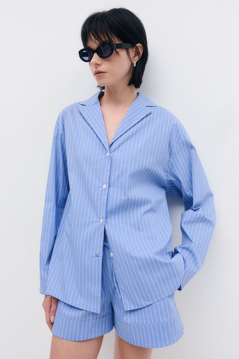 Open Collar Poplin Shirt