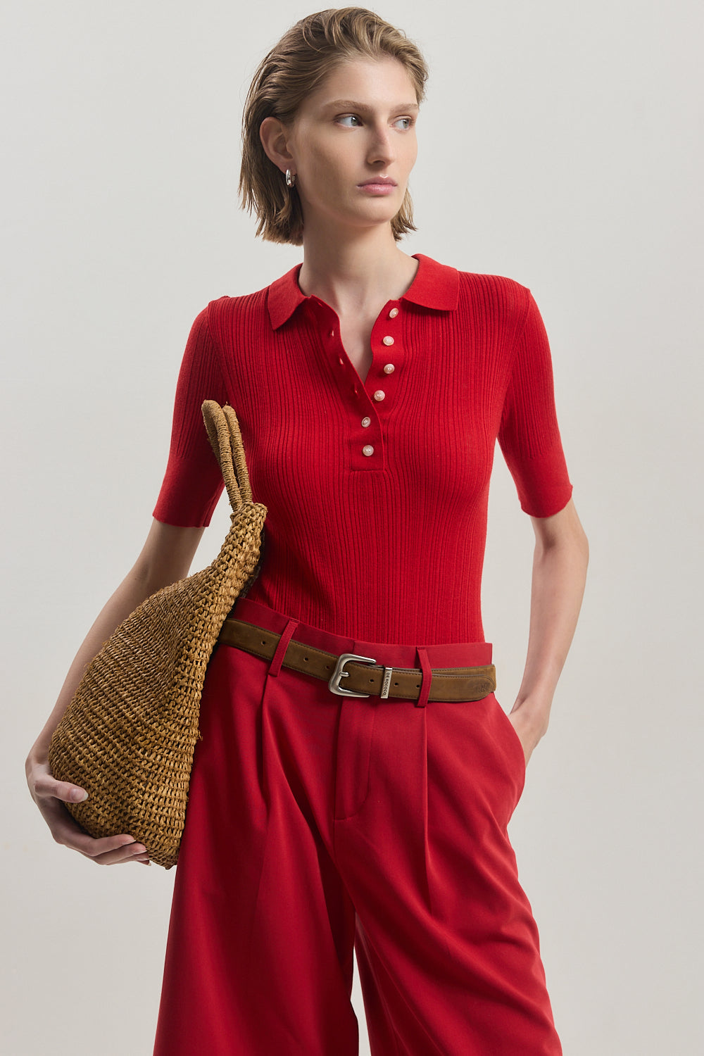 Mid Sleeve Polo Top