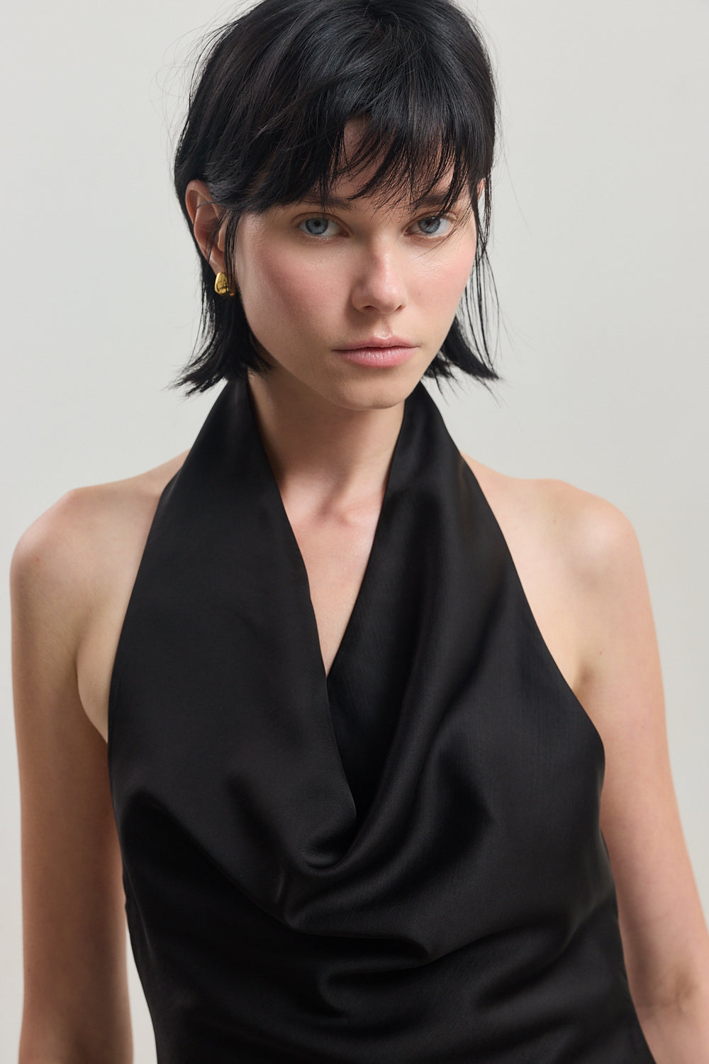 Twill Draped Halter Top