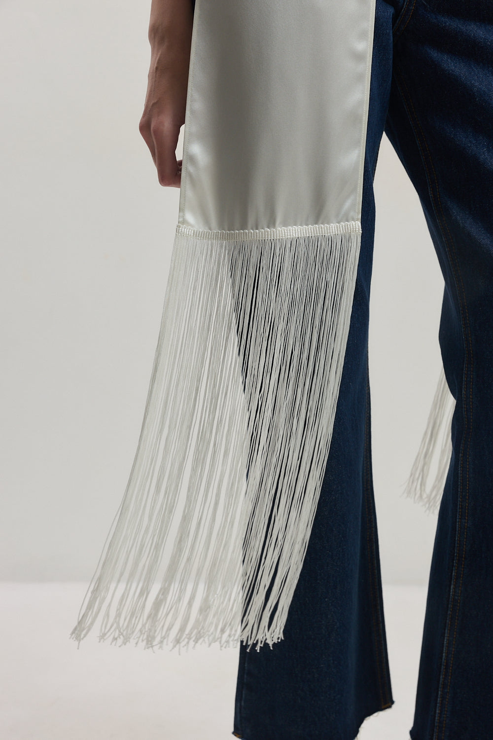 Skinny Satin Fringe Scarf