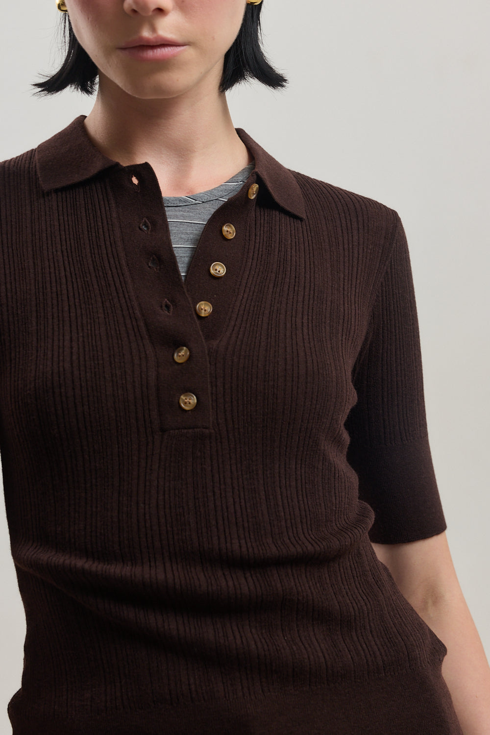 Mid Sleeve Polo Top