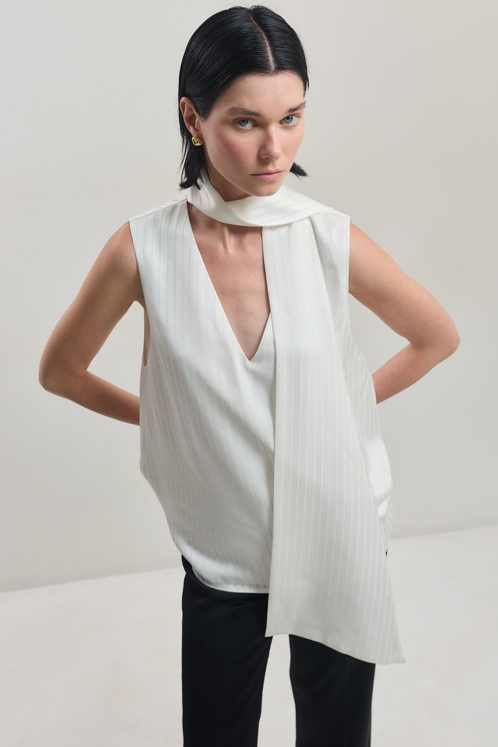 V Neck Scarf Top