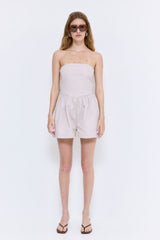 Striped Drill Strapless Jumpsuit