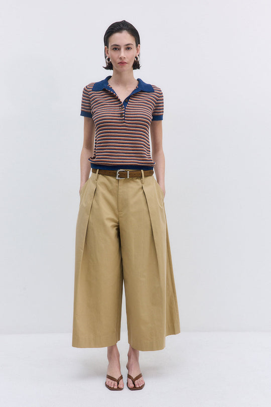 Striped Crochet Polo
