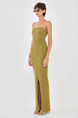 Fuzzy Strapless Maxi Dress