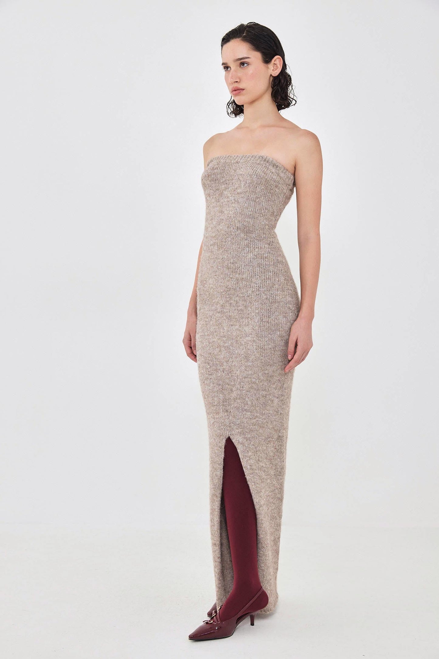 Fuzzy Strapless Maxi Dress - Dé Rococo