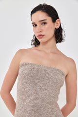 Fuzzy Strapless Maxi Dress