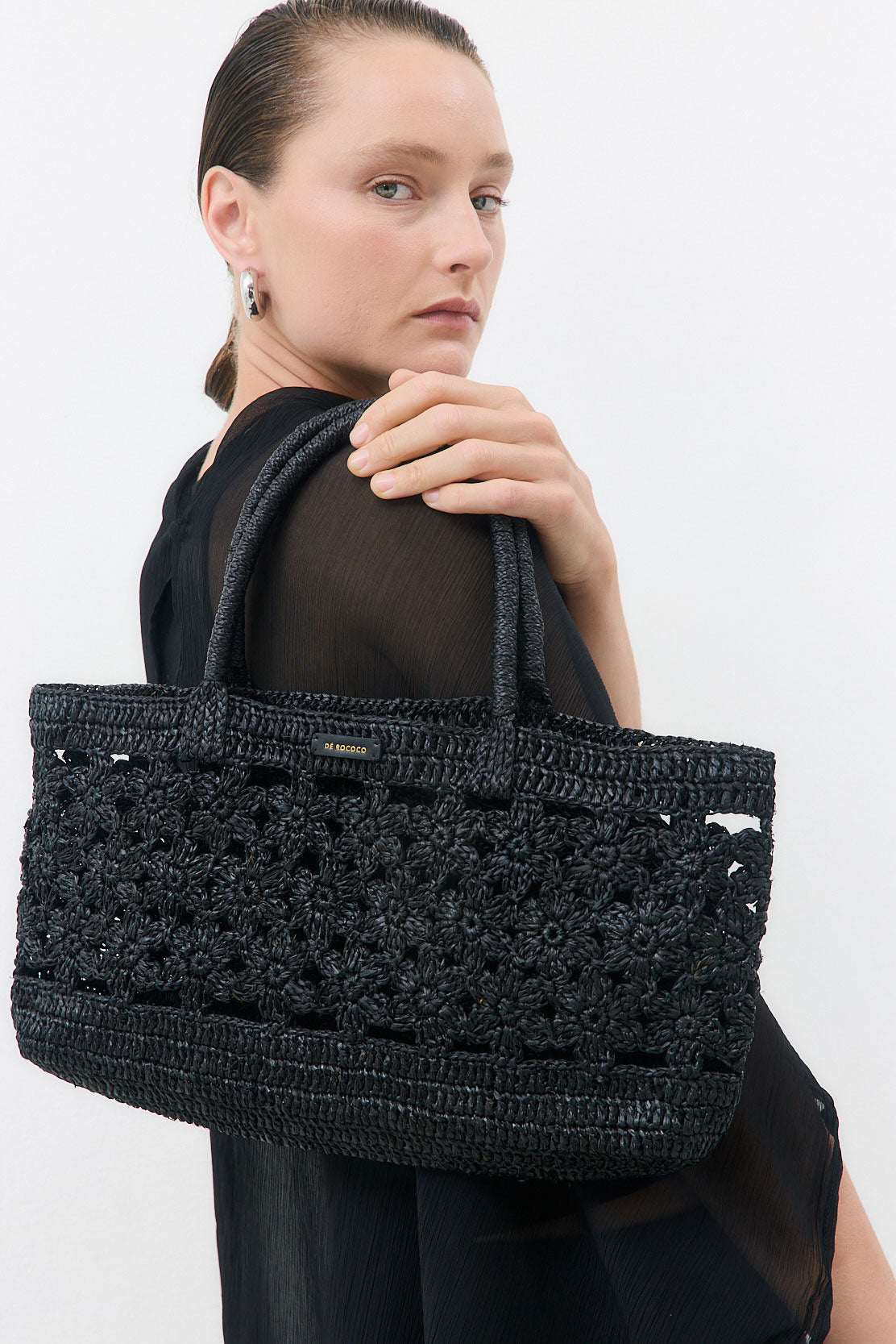 Raffia Crochet Floral Bag